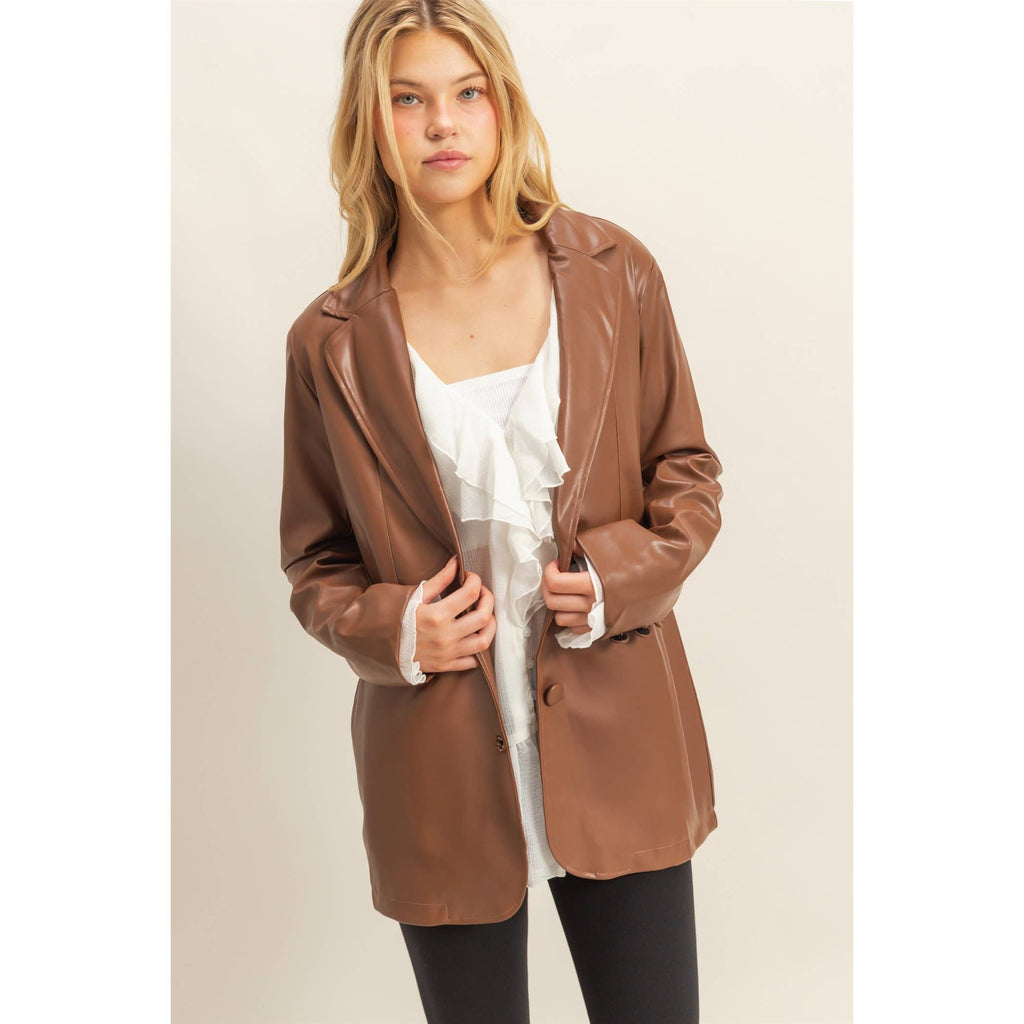 Katherine Faux Leather Blazer