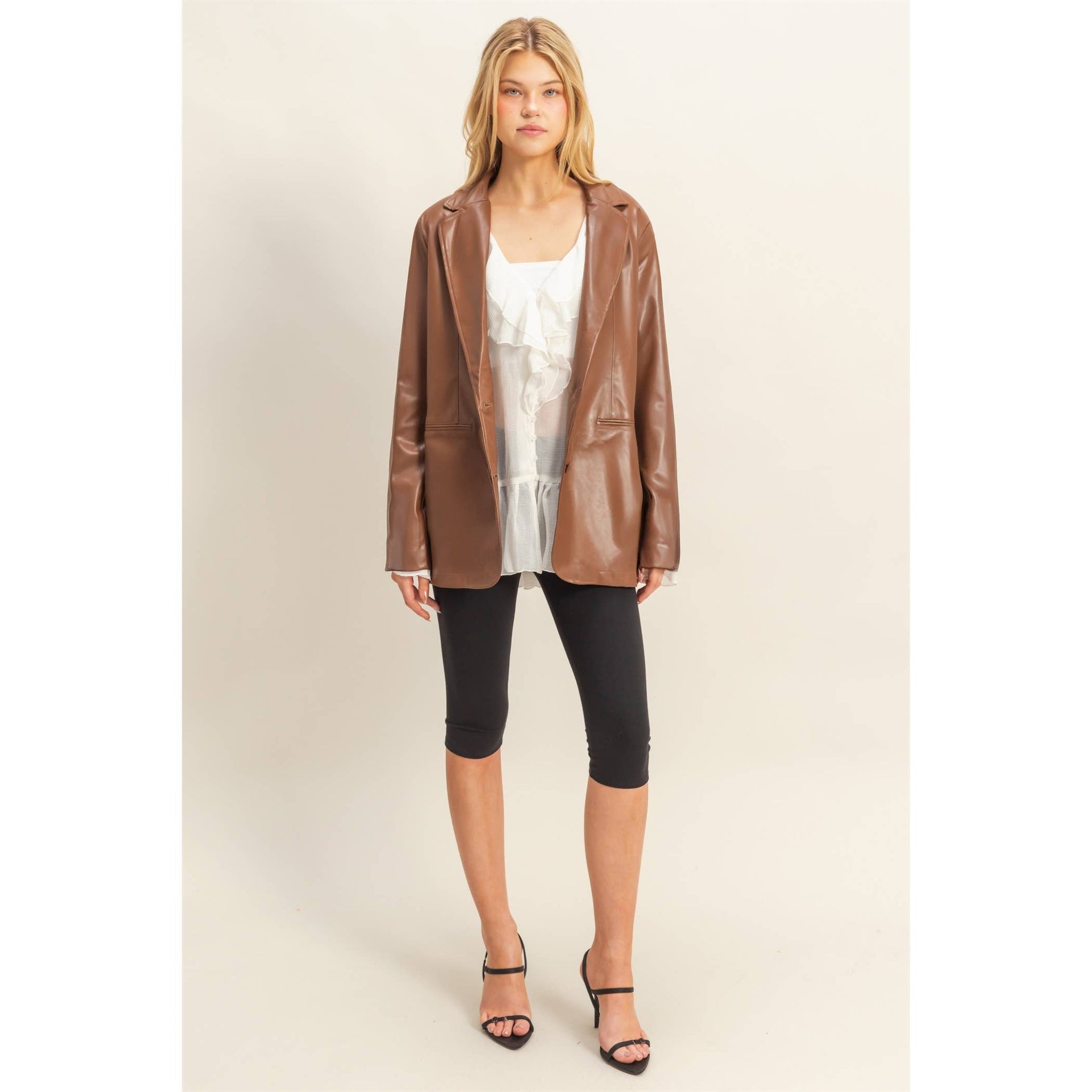 Katherine Faux Leather Blazer