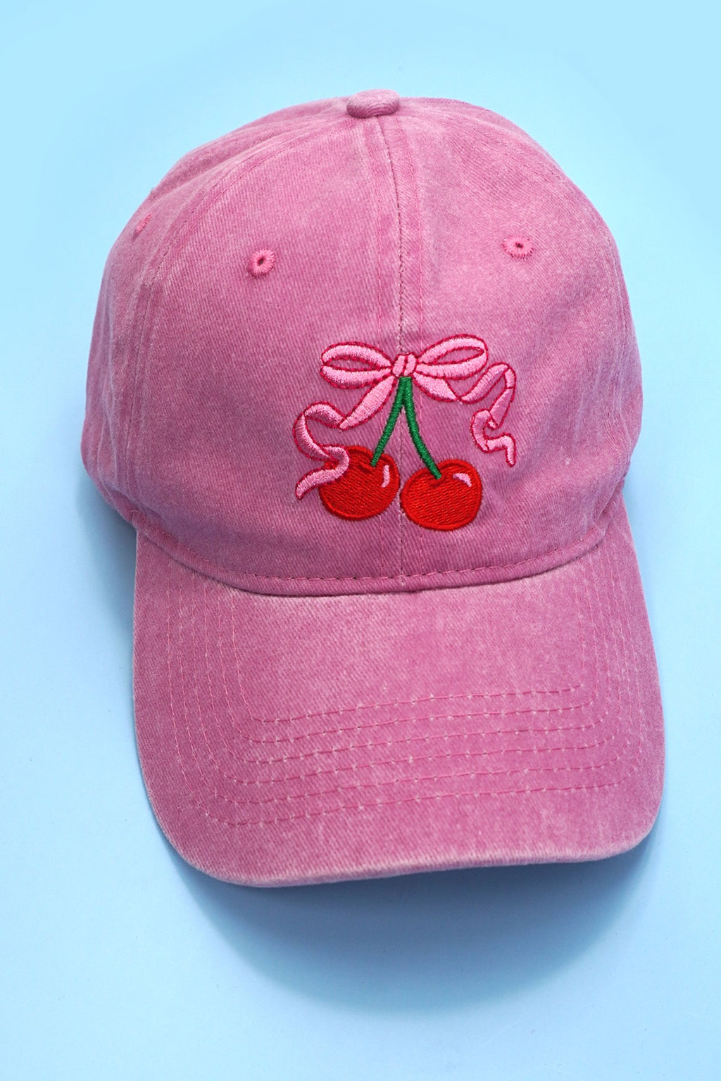 Embroidery Bow Cherry Hat