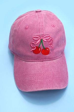 Embroidery Bow Cherry Hat