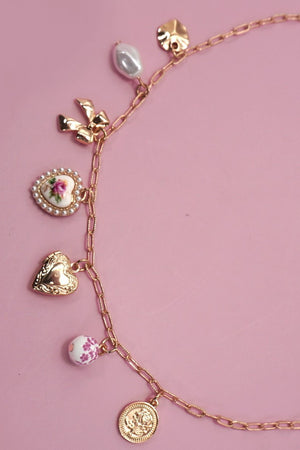 Porcelain Bow Charm Necklace