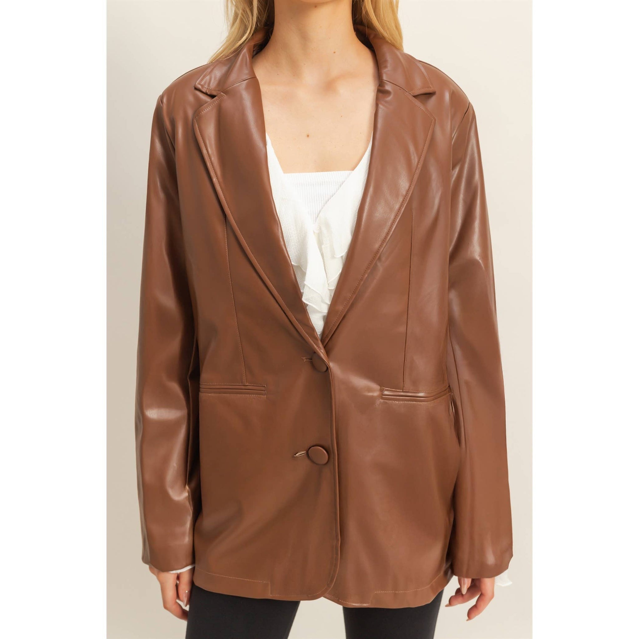 Katherine Faux Leather Blazer