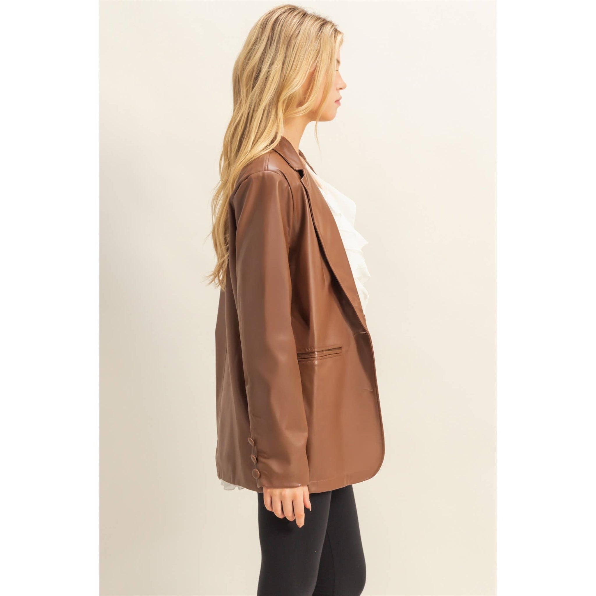 Katherine Faux Leather Blazer