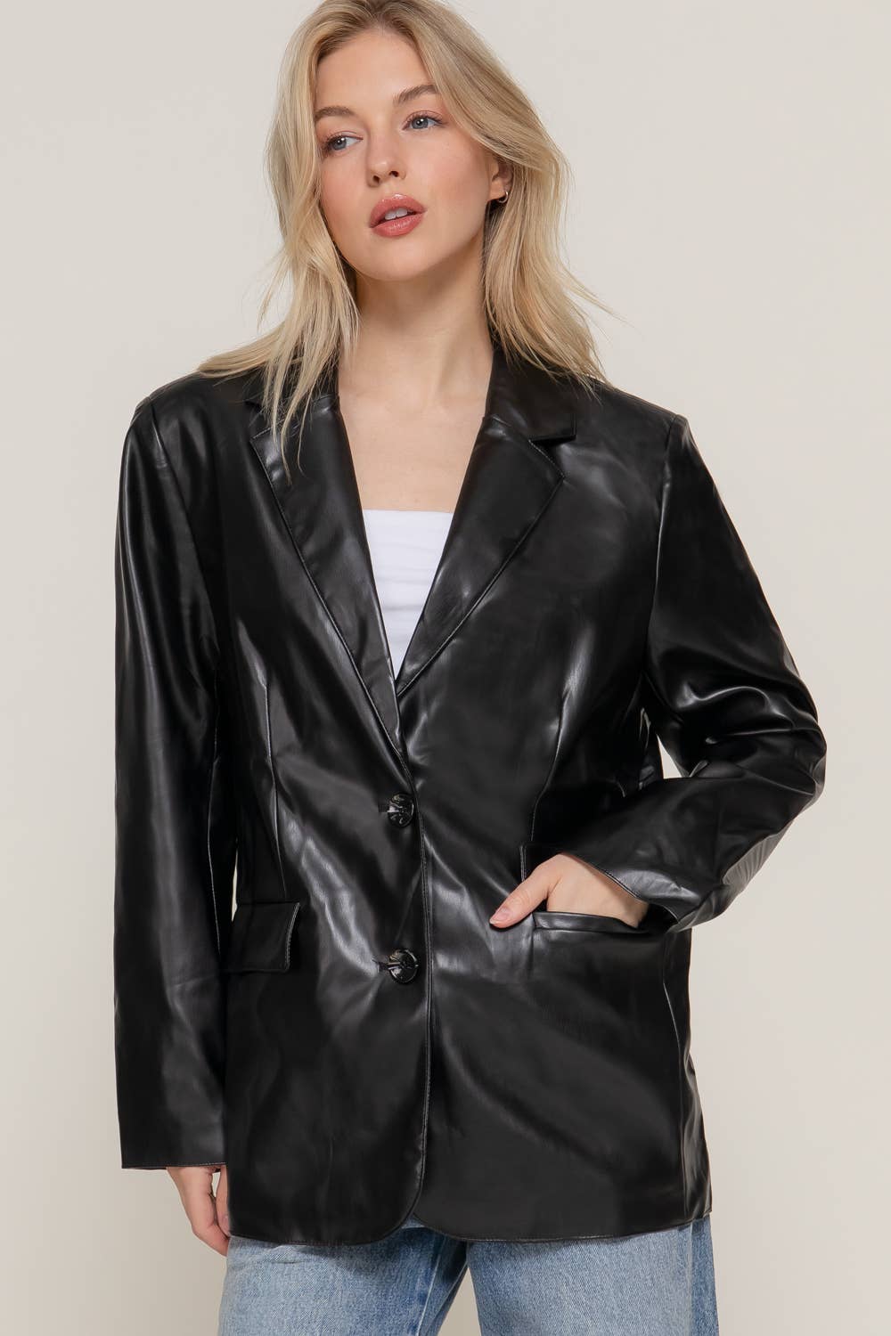 Elodie Faux Leather Blazer