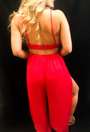 Layla Slit Pants Set (RED)